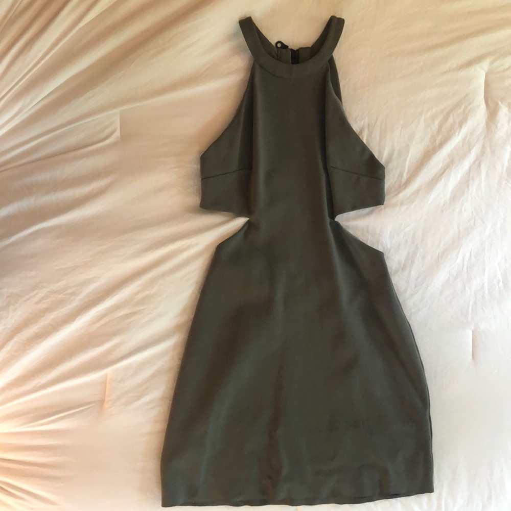 Olive Green Cut-out Dress